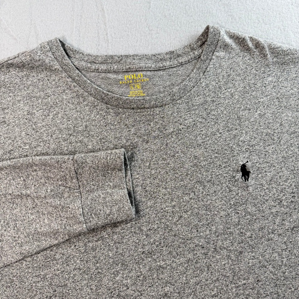 Polo Ralph Lauren T-Shirt Mens L Gray Long Sleeve Cotton Pony Everyday Basics - Picture 9 of 9
